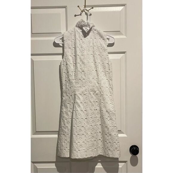 Milly White Floral Eyelet Ruffled Wrap Summer Dress Size 6 - Picture 8 of 8